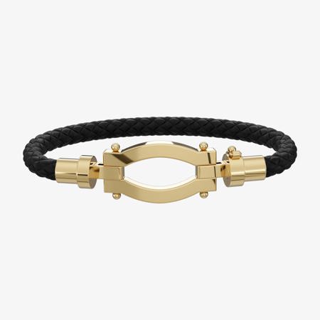 Tiam Gold and Leather Bracelet